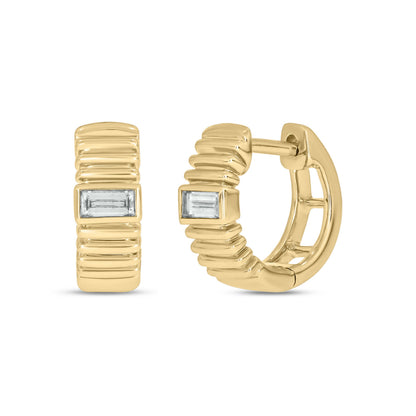EHD57170. 14K Solid Gold Diamond Hoop Earrings