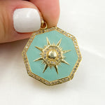 Load image into Gallery viewer, DP748A. Diamond Sterling Silver Octagon Sun Enamel Pendant
