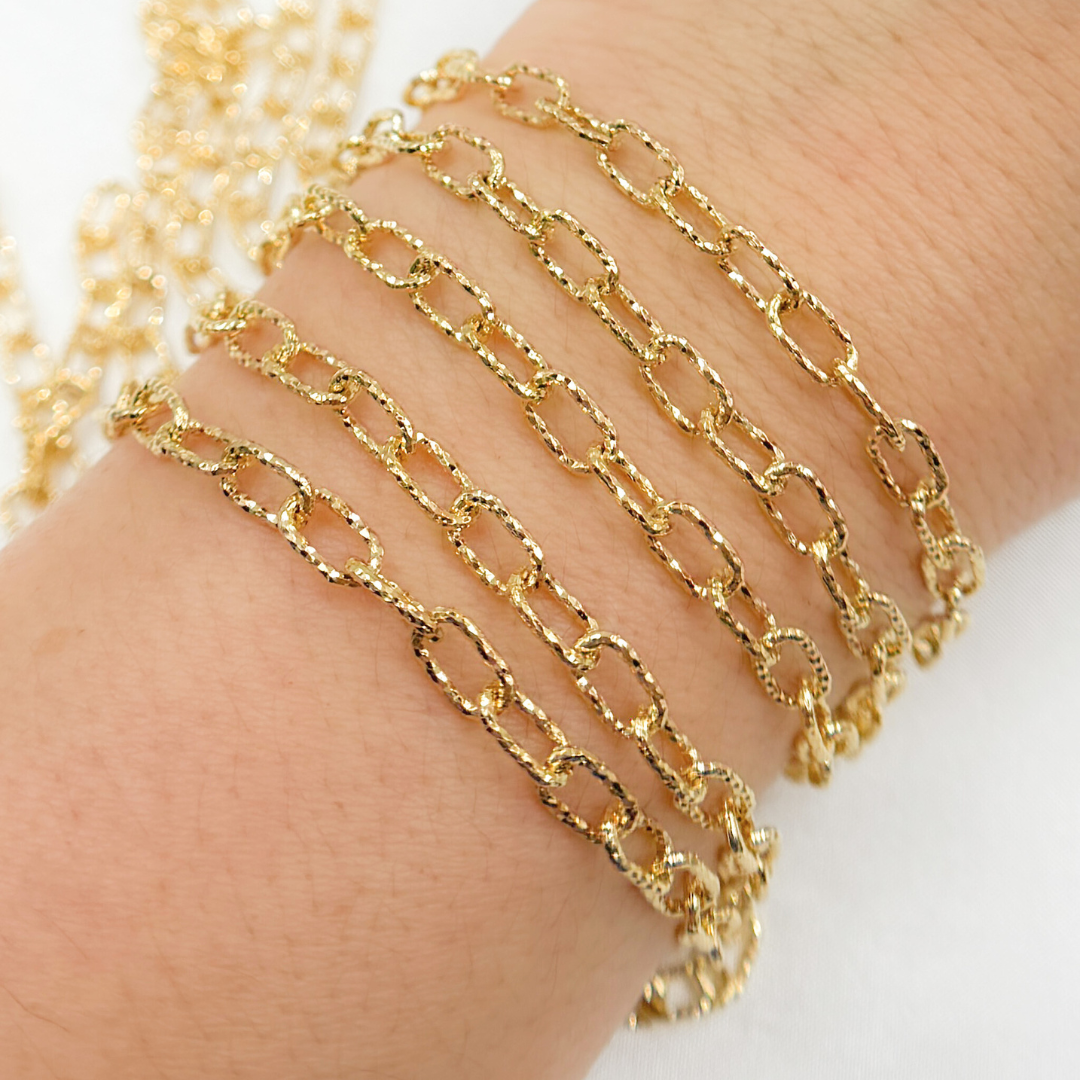 Gold Plated 925 Sterling Silver Diamond Cut Cable Link