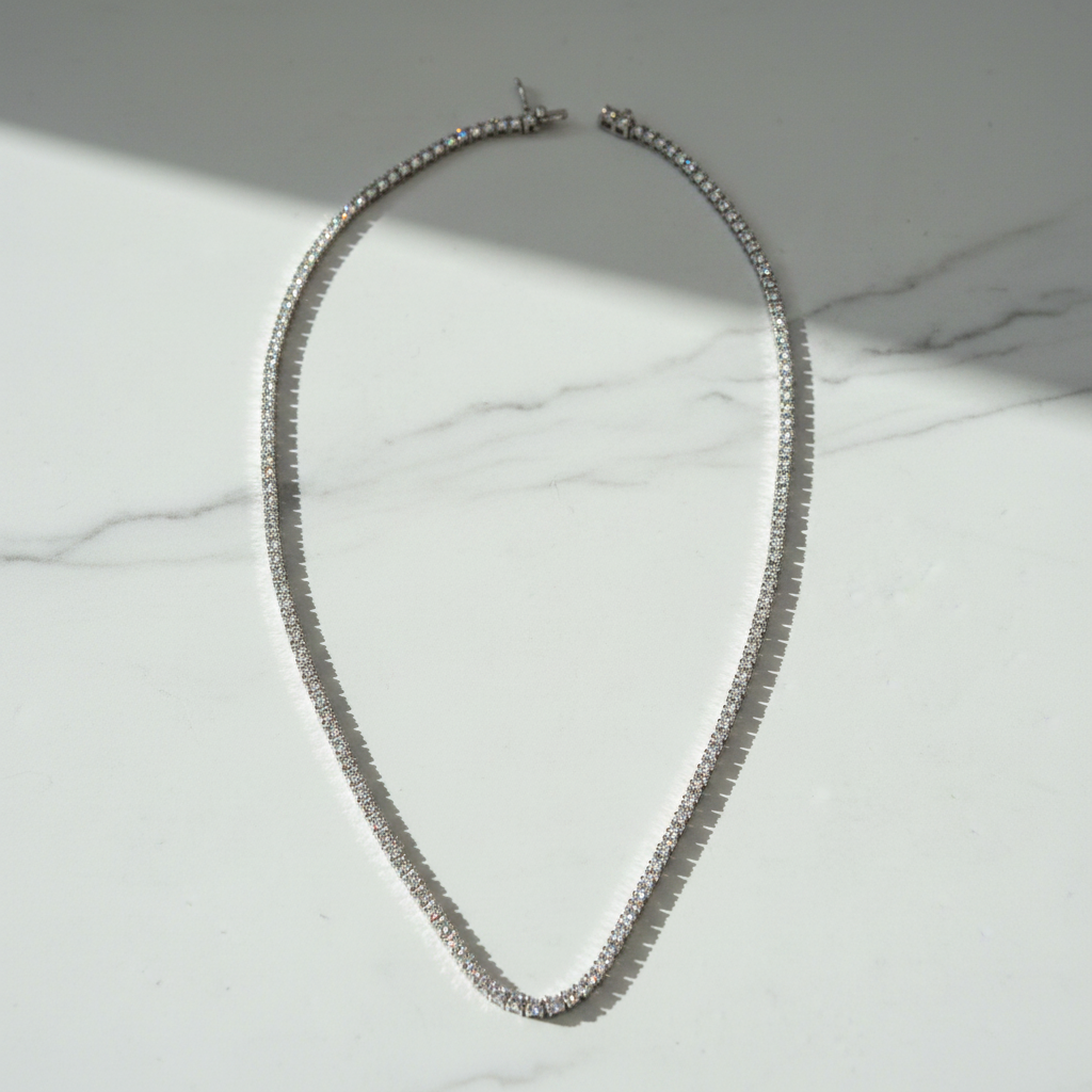 NFR71363. 14K Solid Gold Diamond Tennis Necklace