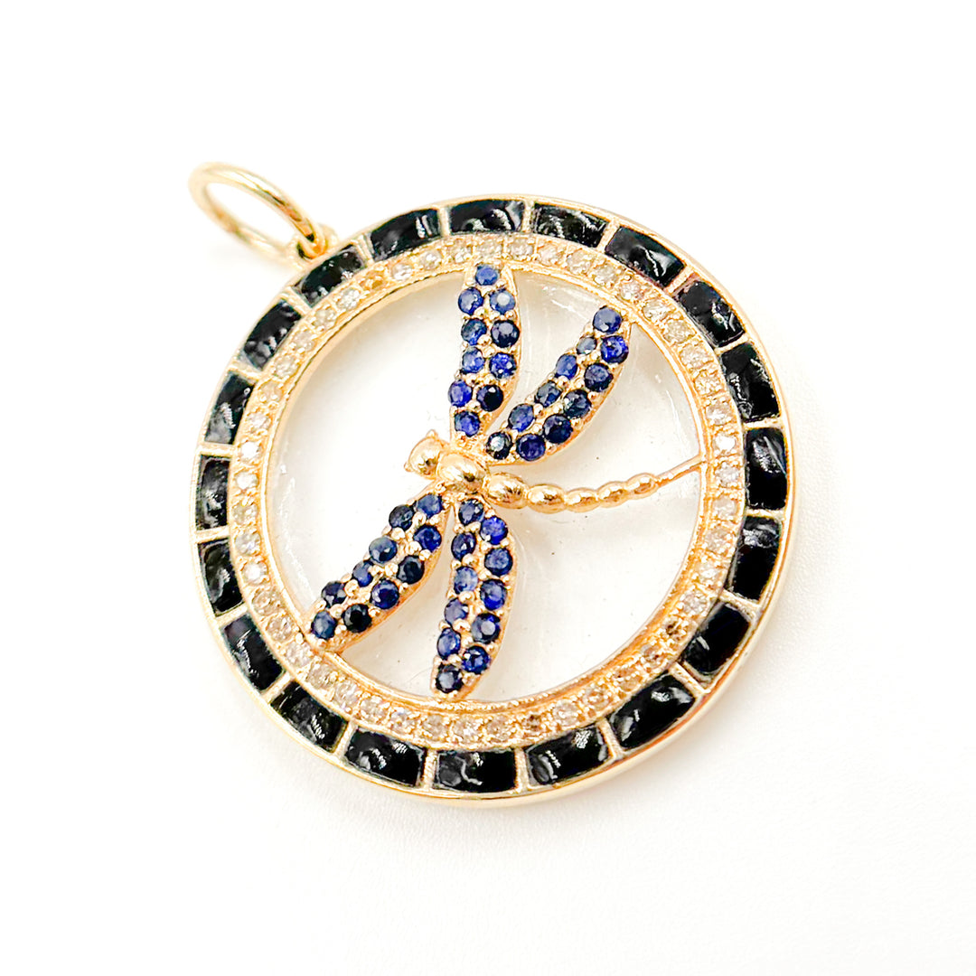 Buy 14K Gold Dragon-fly Round Pendant