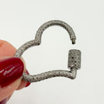 Load image into Gallery viewer, DC715. Diamond Sterling Silver Heart Carabiner Clasp
