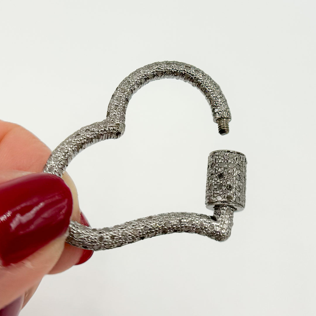 DC715. Diamond Sterling Silver Heart Carabiner Clasp