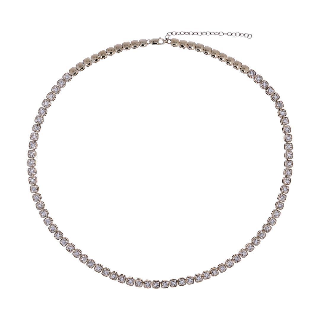NFR72697. 14K Solid Yellow Gold Diamond Tennis Necklace