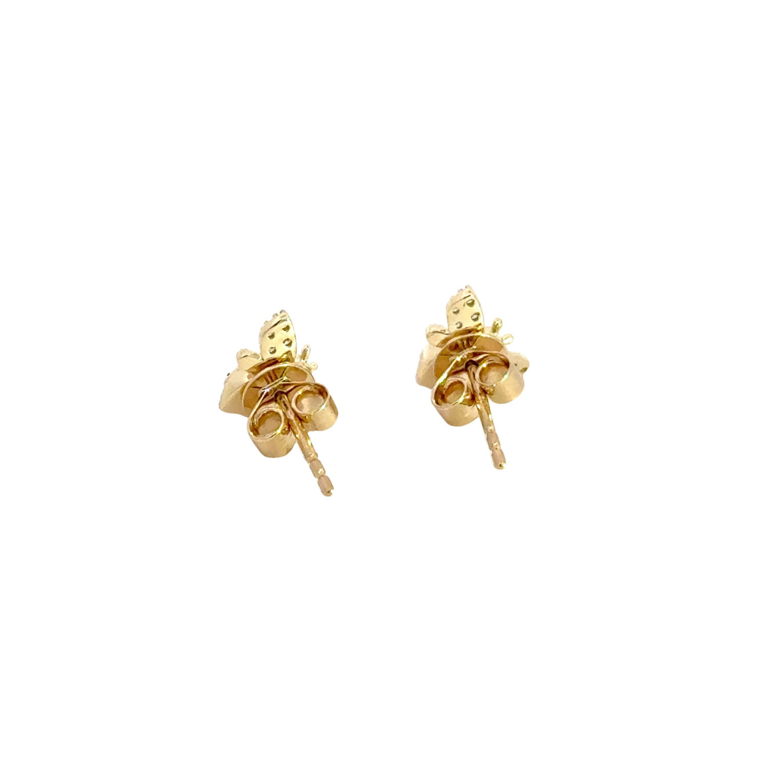 14K Solid Gold Diamond and Black Diamond Bee Studs Earrings. ER417984Y