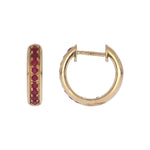 Load image into Gallery viewer, EHZ56598RU. 14K Solid Yellow Gold Ruby Huggies