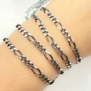 Black Rhodium & Sterling Silver Figaro Link Chain
