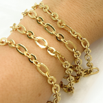 Load image into Gallery viewer, Gold Plated 925 Sterling Silver Short &amp; Long Flat Oval Link Chain. V61GP
