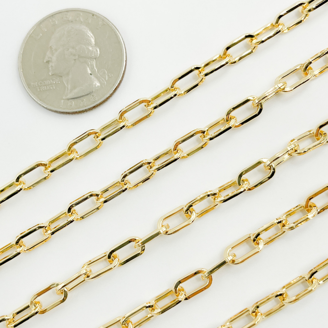 V137GP. Gold Plated 925 Sterling Silver Round Paperclip Chain
