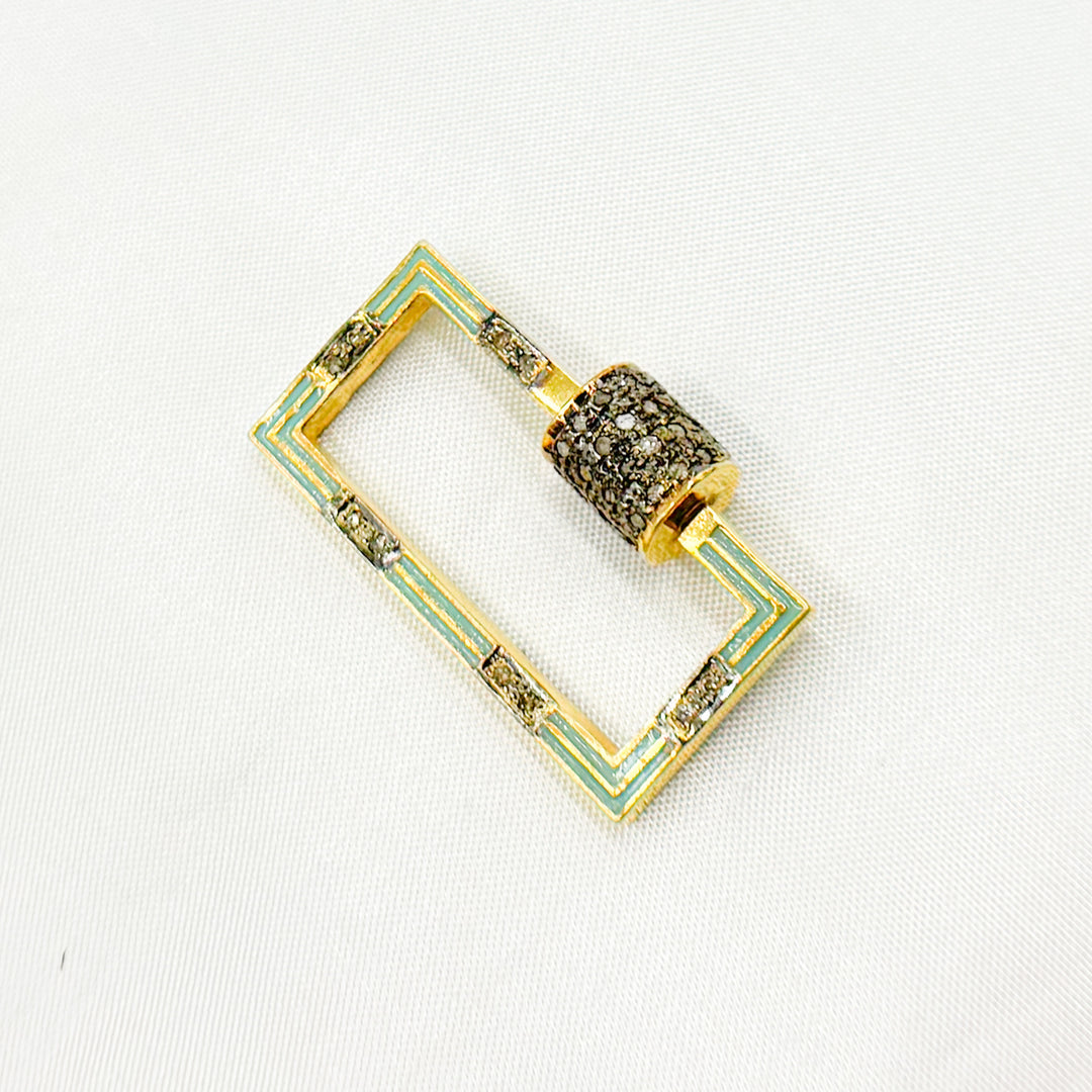 DC083A. Diamond Sterling Silver Rectangle Enamel Carabiner Clasp