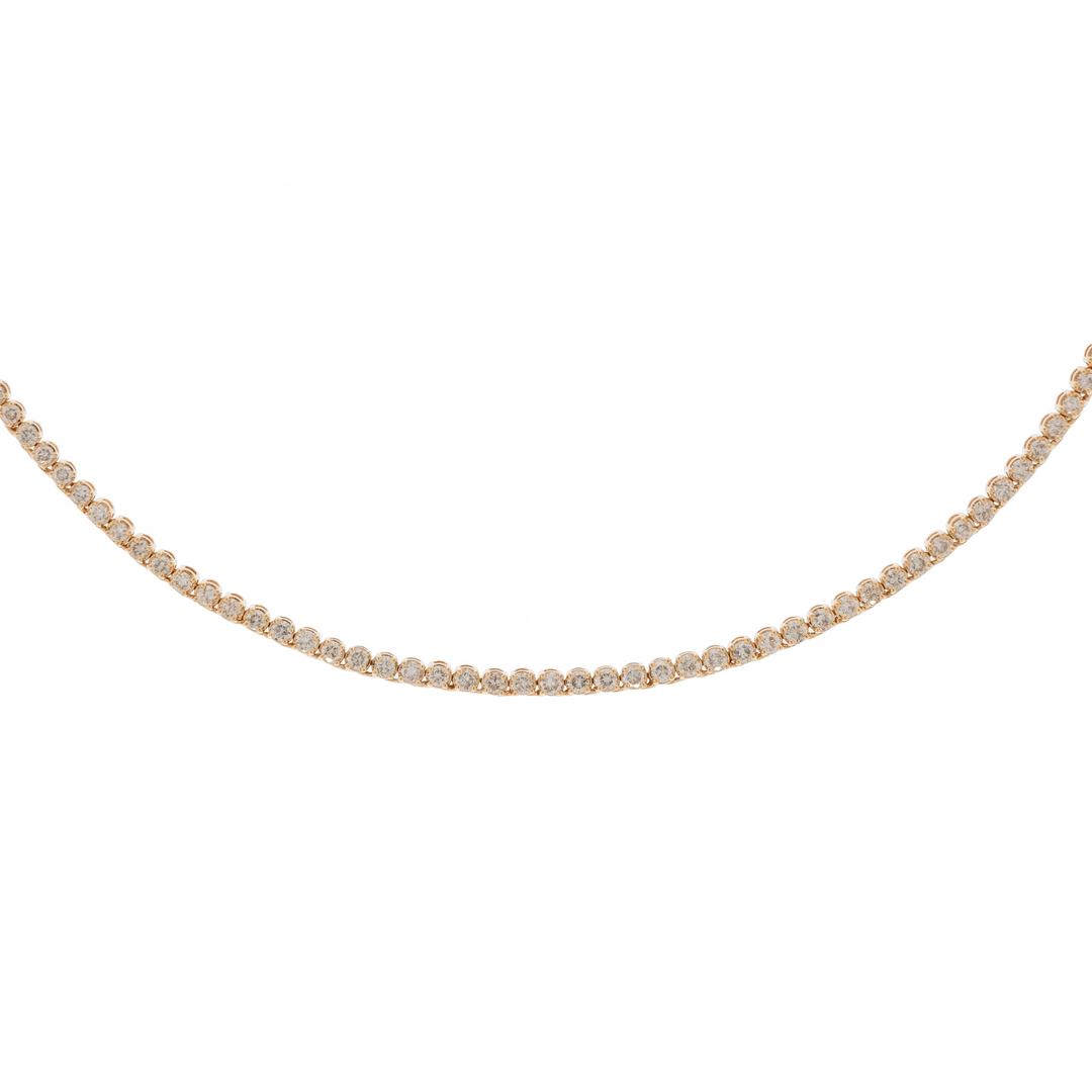 14K Solid Gold Diamond Tennis Choker Necklace. NFP71713