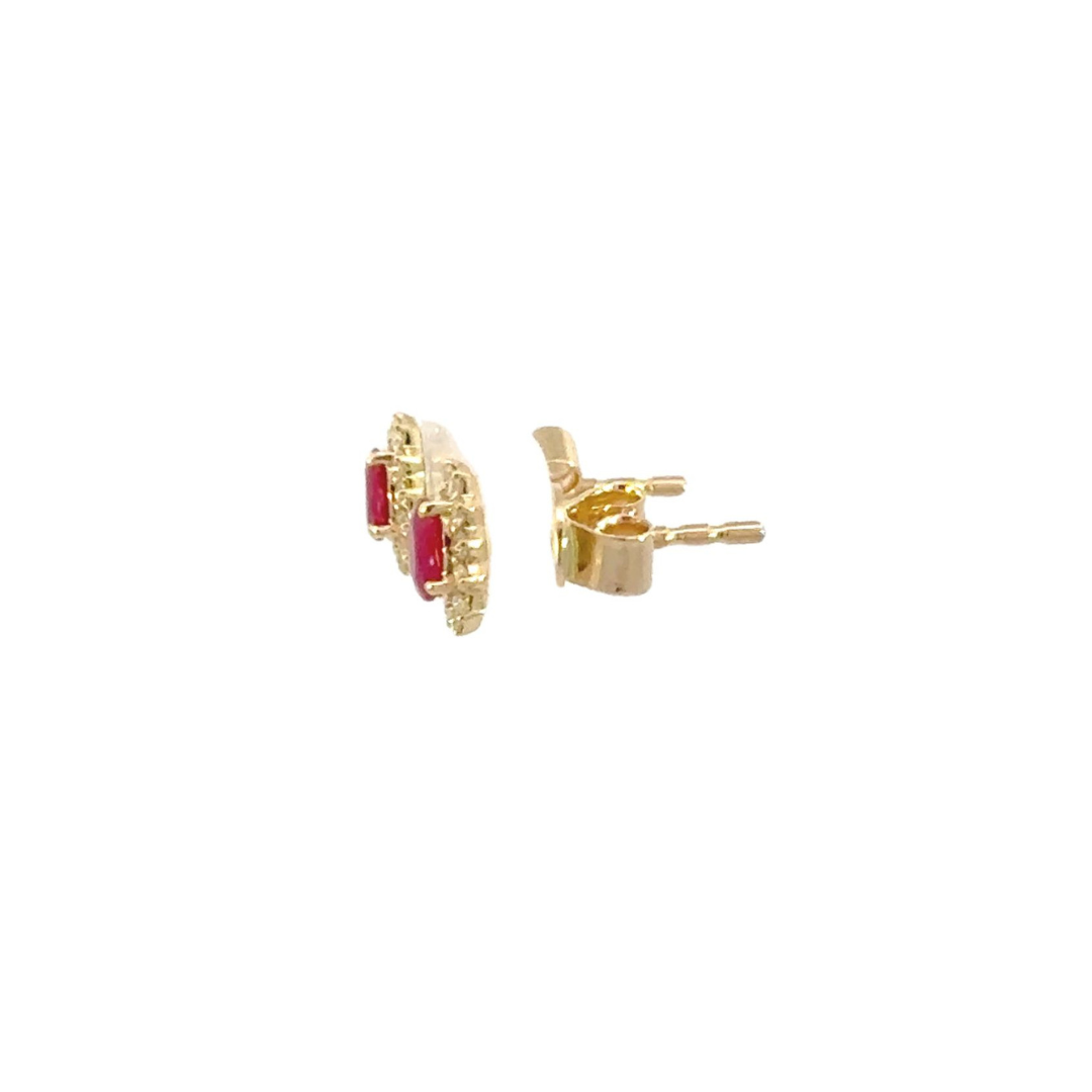 14K Solid Gold Diamond & Ruby Earrings.  ER113509YRU