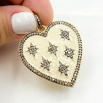 Load image into Gallery viewer, DP040A. Diamond Sterling Silver Heart and Stars Enamel Pendant
