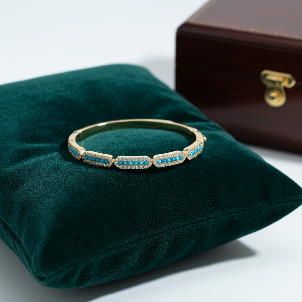 OB401633. 14K Solid Gold Gemstone Bangle