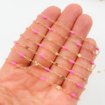 Load image into Gallery viewer, V295PKGF. 14K Gold Filled Pink Color Enamel with Paperclip and Diamond Cut Marina Links