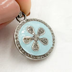 Load image into Gallery viewer, DP455A. Diamond Sterling Silver Round Flower Enamel Pendant
