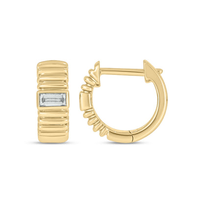 EHD57170. 14K Solid Gold Diamond Hoop Earrings