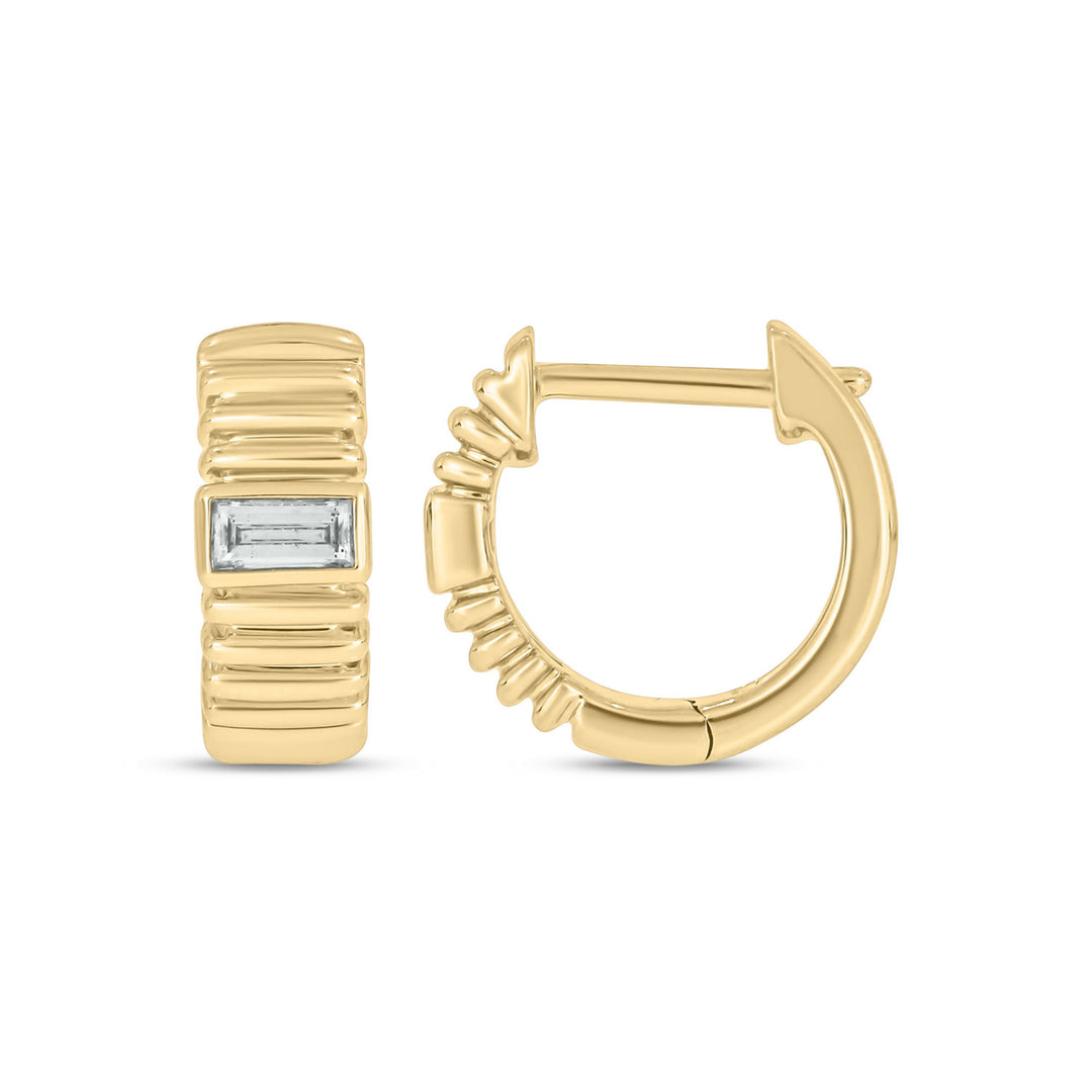 EHD57170. 14K Solid Gold Diamond Hoop Earrings
