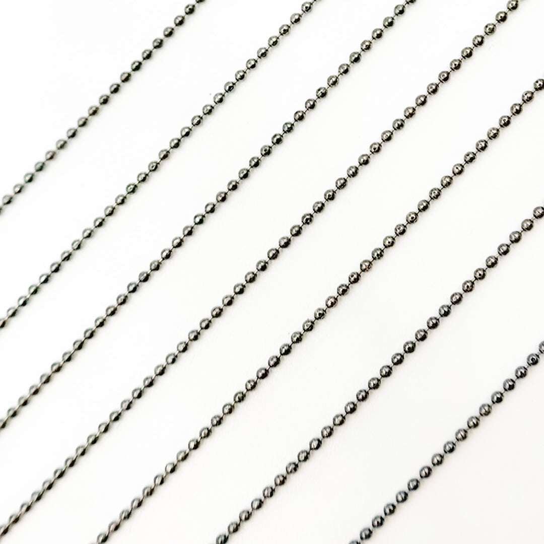 V114BR. Black Rhodium Sterling Silver Diamond Cut Ball Chain