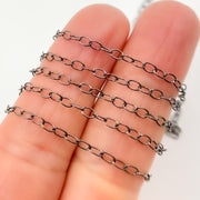 Silver Black Rhodium Smooth Cable Chain