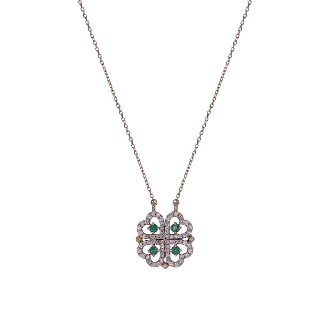 NFG72911EM. 14k Solid Gold Diamond and Emerald Fancy Necklace