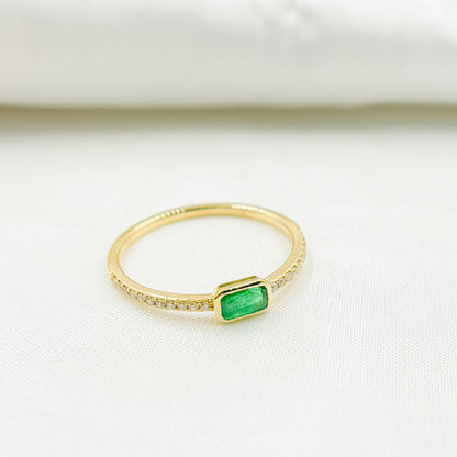 14k Solid Gold Diamond and Emerald Ring.
