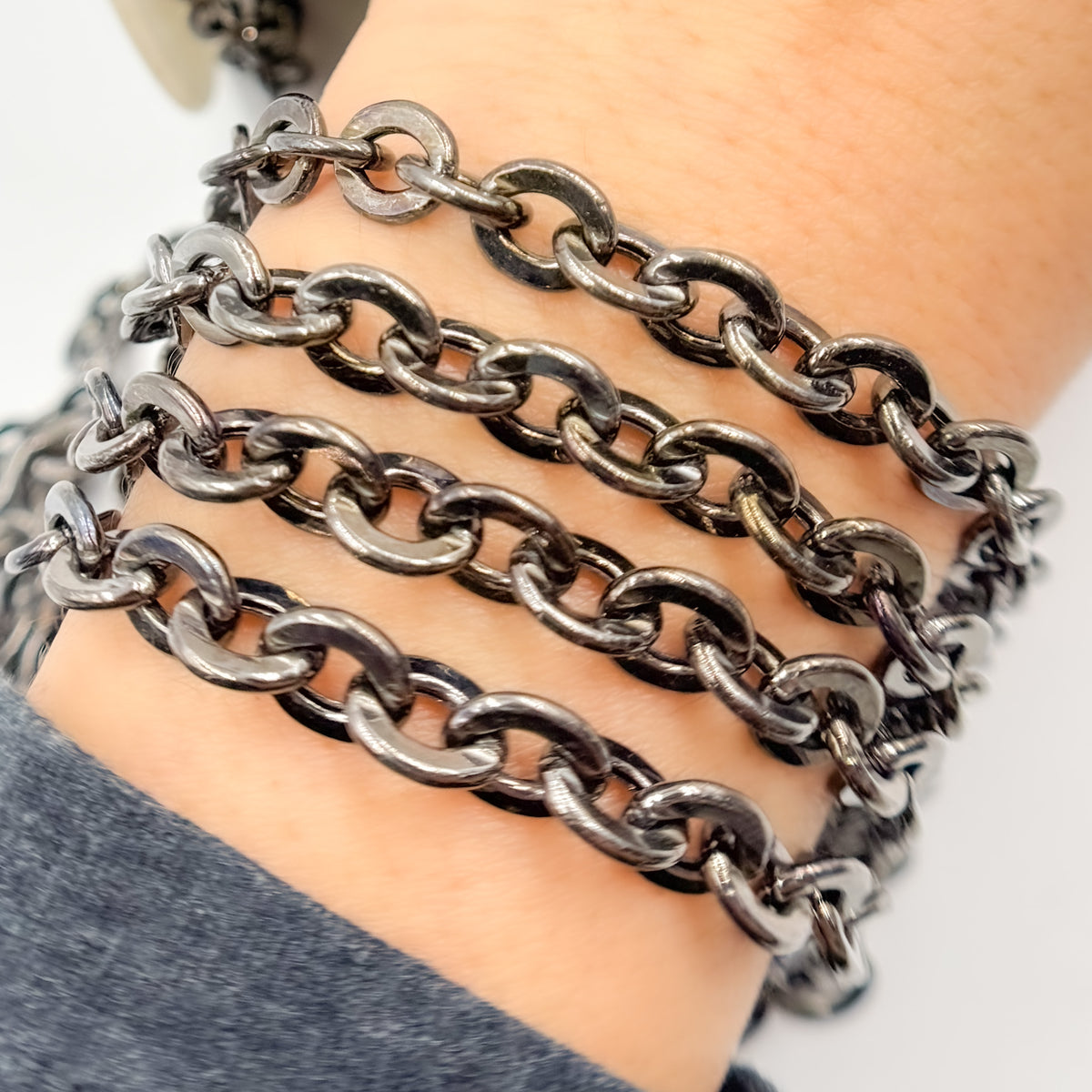 Black Rhodium Sterling Silver Cable Chain