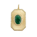 Load image into Gallery viewer, 14K Gold Rectangular Shape Charm with Emerald Stone in the center. KG151
