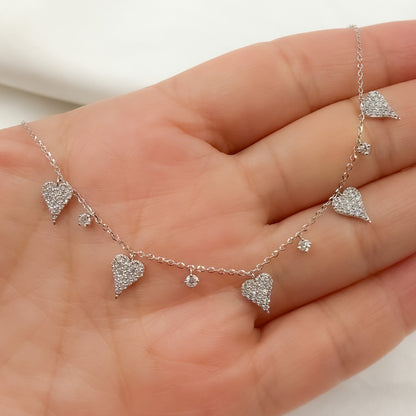NT402983. 14K Solid Gold Diamond Heart Shape Dangle Necklace