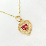 Load image into Gallery viewer, 14K Solid Gold Heart Charm with Diamond and Gemstone. GDP305
