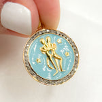 Load image into Gallery viewer, DP610A. Diamond Sterling Silver Round Gemini Zodiac Enamel Pendant
