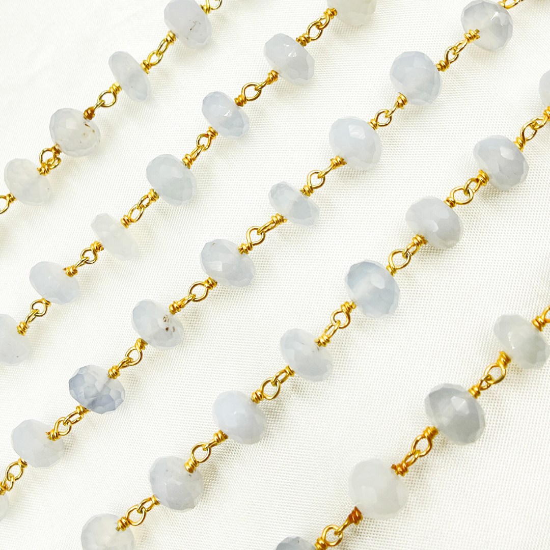 Natural Chalcedony Gold Plated Wire Chain. PCL15