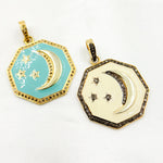 Load image into Gallery viewer, DP749A. Moon &amp; Stars Enamel Pendant
