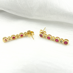 Load image into Gallery viewer, 14K Solid Gold Diamond &amp; Ruby Dangle Earrings. EFD52175RU
