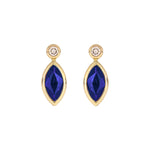 Load image into Gallery viewer, CE97070. 14K Solid Yellow Gold Diamond and Gemstone Marquise Stud Earring