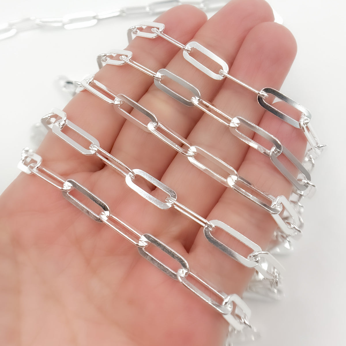 Sterling Silver Flat Paperclip Chain