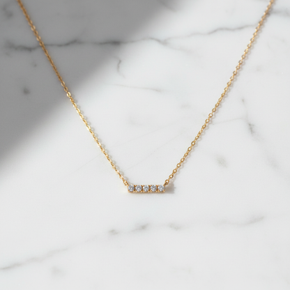 NFB72842. 14K Solid Gold Bar Diamond Necklace