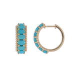 Load image into Gallery viewer, EHZ57696TQ. 14K Solid Gold Turquoise Hoops