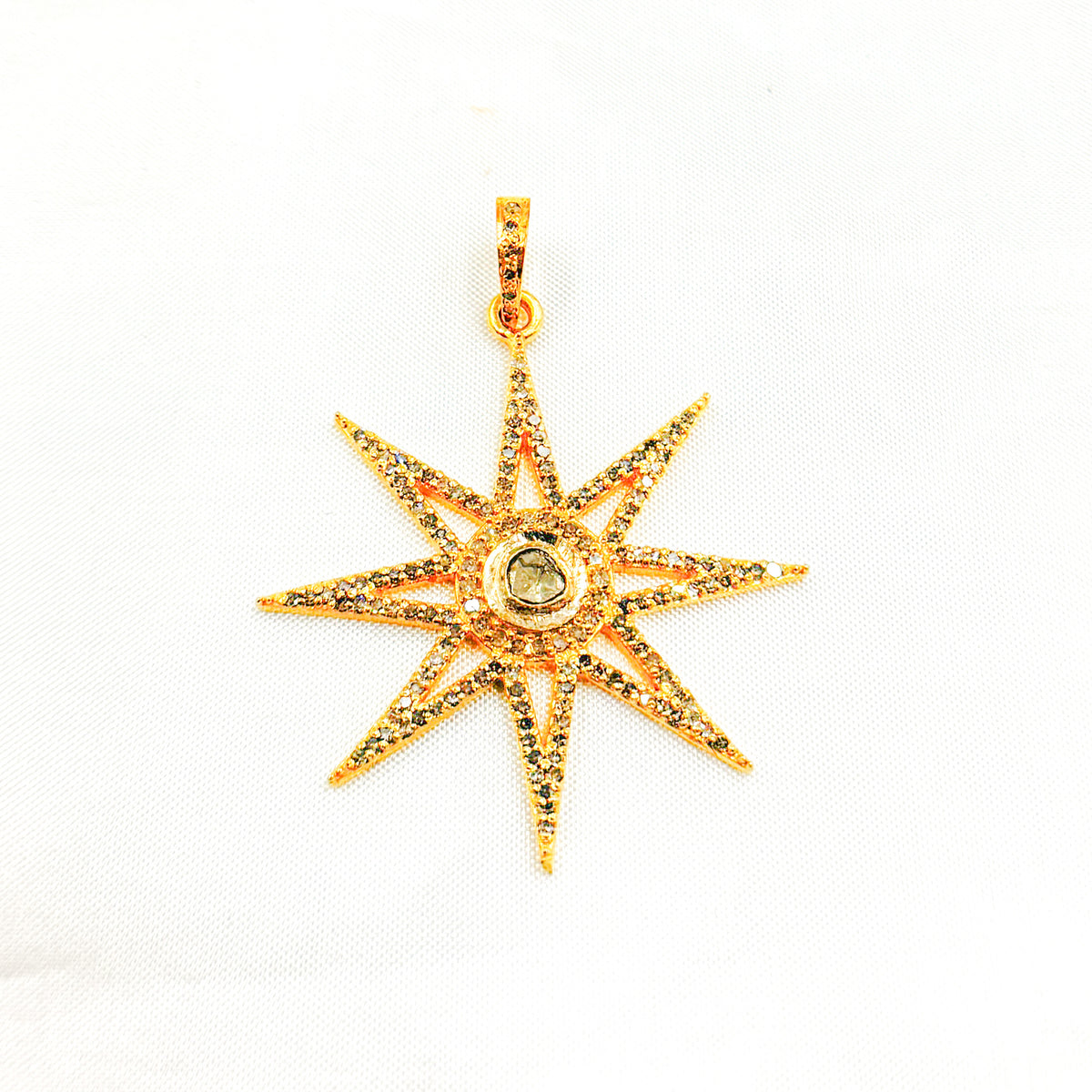 DP401. Diamond Silver Star Pendant with Polki Diamond