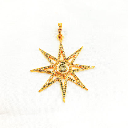 DP401. Diamond Silver Star Pendant with Polki Diamond
