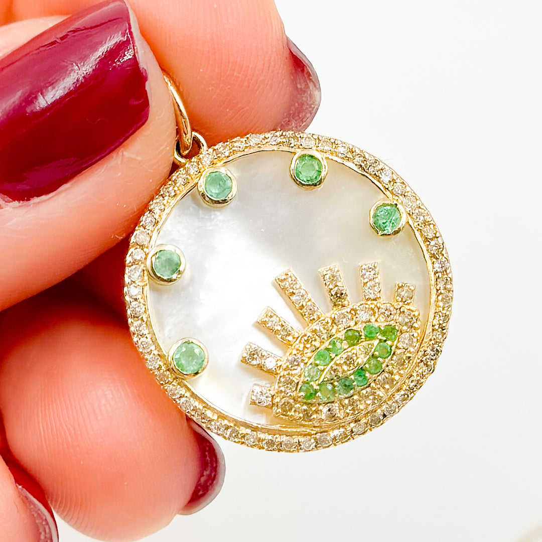 KG304. 14K Gold Round Evil Eye Pendant