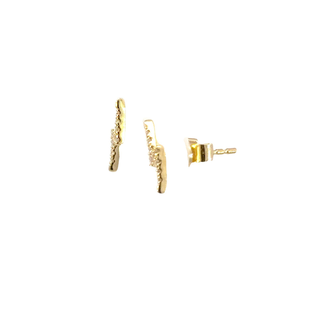 ER415222Y. 14K Solid Gold Diamond Ray