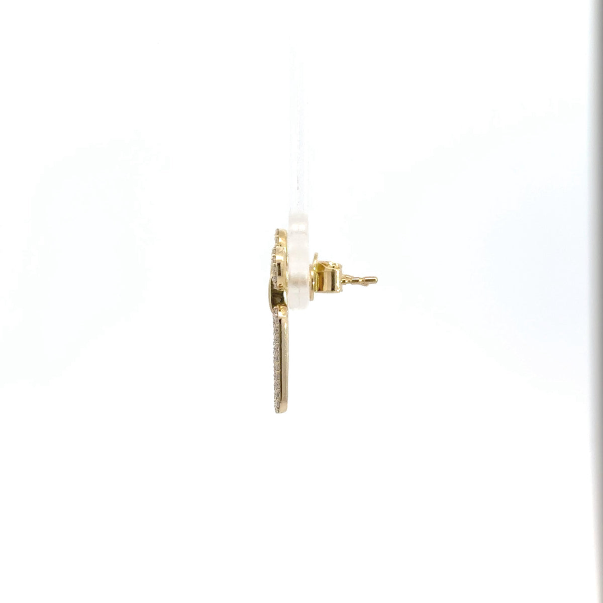 ER416416Y. 14k Solid Gold Diamond Dangle Ovals Earrings