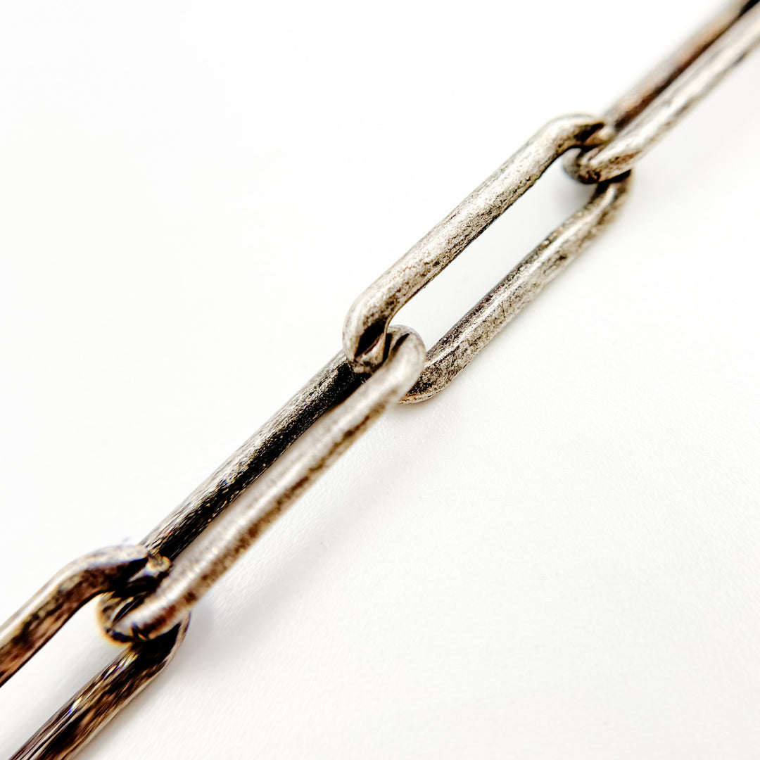 351OX. Oxidized Sterling Silver Matt Paperclip Chain