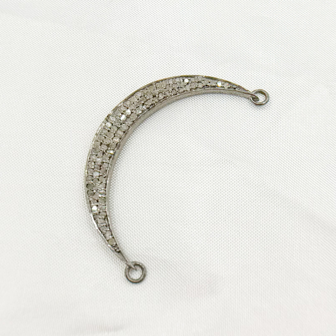 DE020. Sterling Silver Diamond Moon Connector