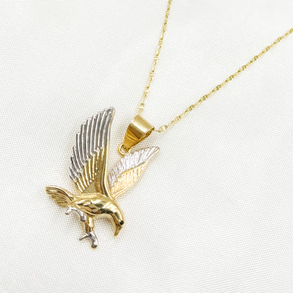 14K Solid Gold Eagle Bird Charm. GDP675