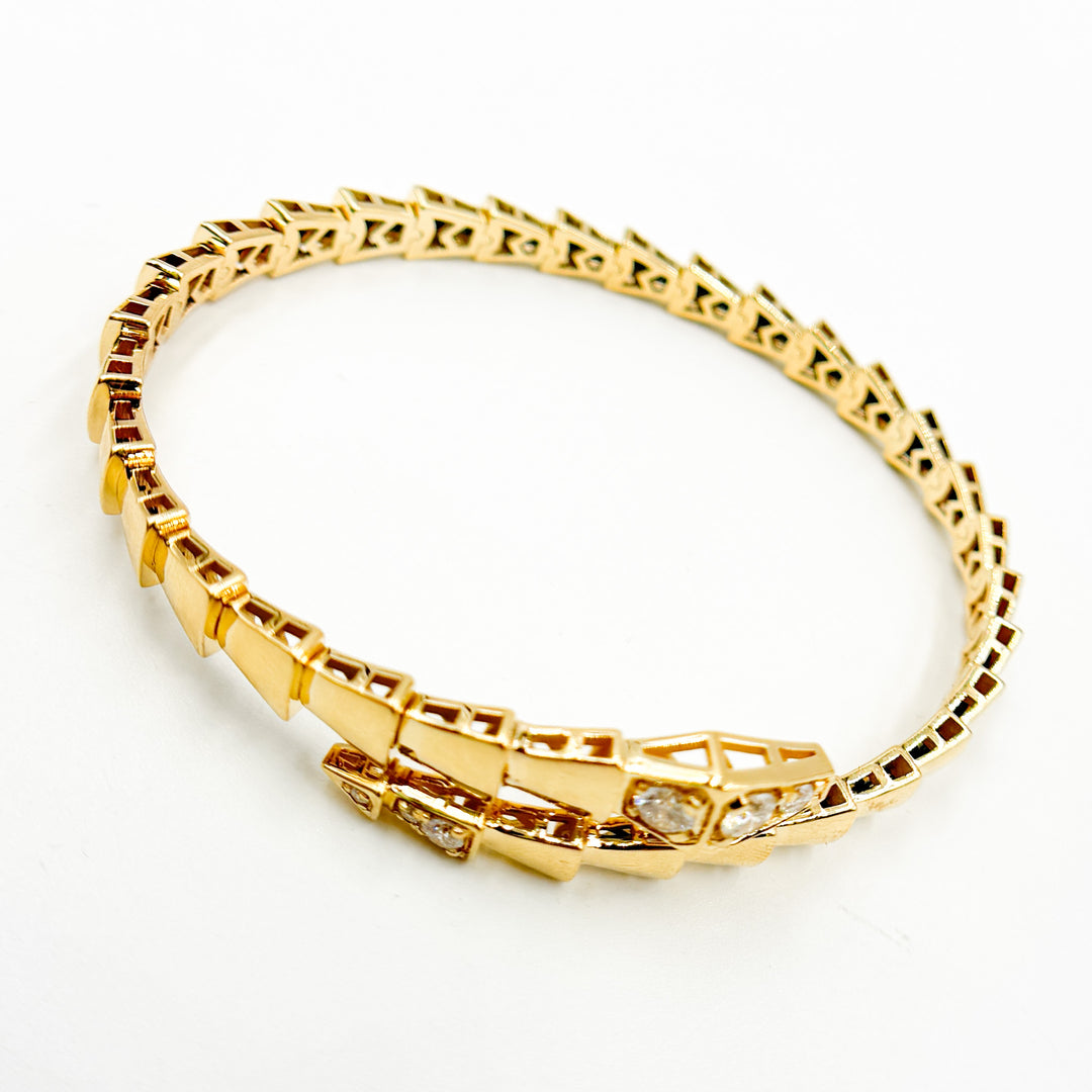 BNH68494. 14K Solid Gold Diamond Fancy Adjustable Bangle