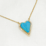 Load image into Gallery viewer, 14k Solid Gold Diamond and Turquoise Heart Necklace. CN96244TQ
