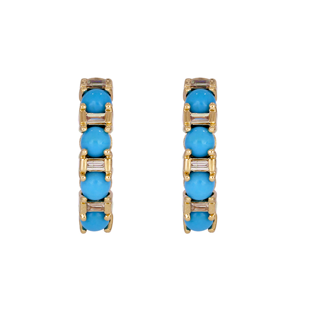 EHC57440. 14K Solid Gold Diamonds and Gemstone Hoops