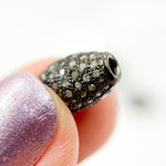 Load image into Gallery viewer, Black Rhodium 925 Sterling Silver Pave Diamond Barrel Bead. DC821
